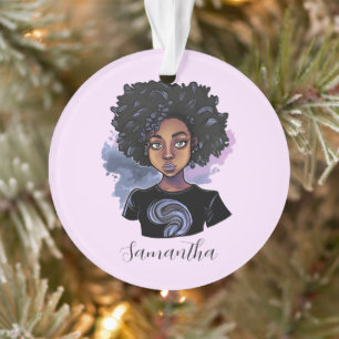Personalisierte funkelnde afroamerikanische Frau Ornament