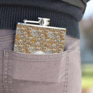 Personalisierte funkelnde dekorative Silber-Gold-F Flachmann