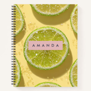 Personalisierte Funkelnde Limettenscheibe Glitter Notizbuch