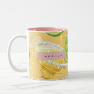 Personalisierte Funkelnde Margarita & Limette Zweifarbige Tasse