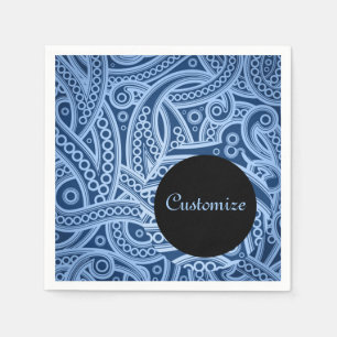 Personalisierte Funky Blue Paisley Pattern Napkins Serviette