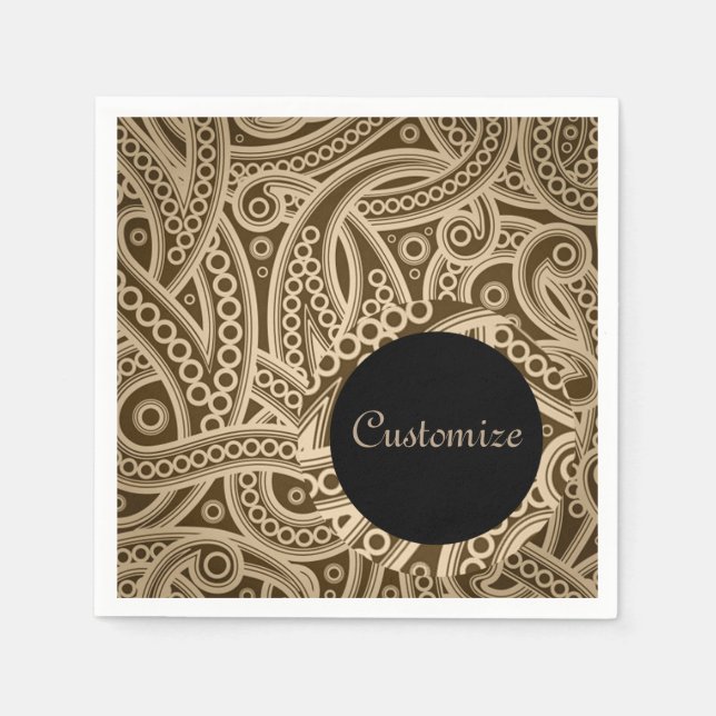 Personalisierte Funky Gold Paisley Pattern Napkins Serviette (Vorderseite)