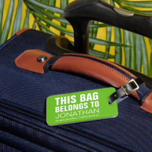 Personalisierte Funny Bag Achtung   Spaß Green Gepäckanhänger