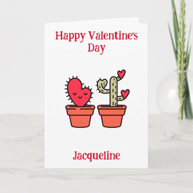 Personalisierte Funny Cactus Valentine Card Feiertagskarte (Vorderseite)