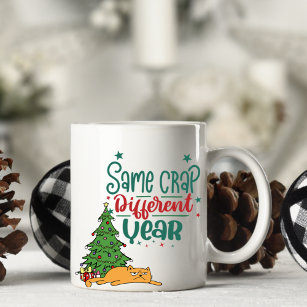 Personalisierte Funny Cat Crap Weihnachtsfeier Tas Kaffeetasse