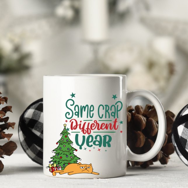 Personalisierte Funny Cat Crap Weihnachtsfeier Tas Kaffeetasse (Von Creator hochgeladen)
