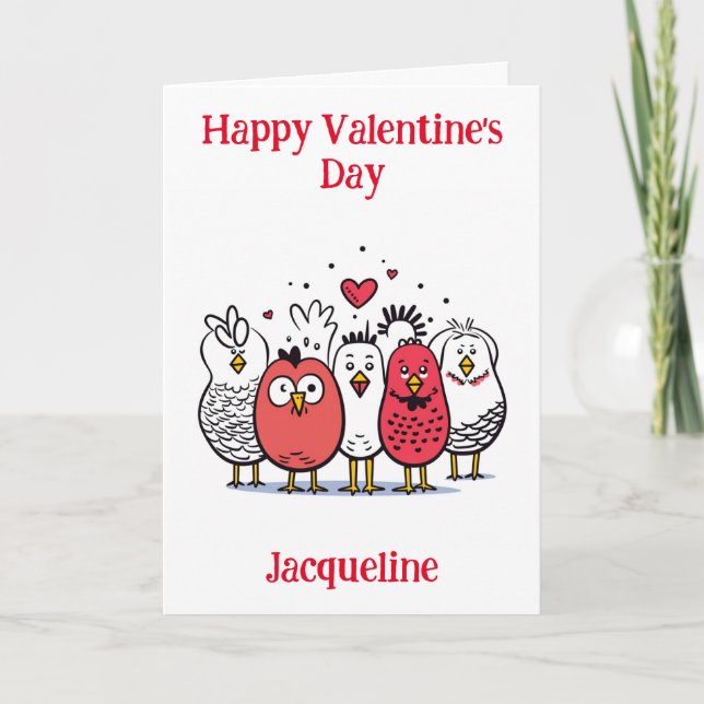 Personalisierte Funny Chickens Valentine Card Feiertagskarte (Vorderseite)