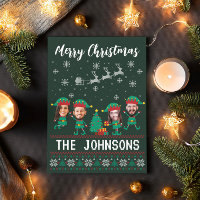 Personalisierte Funny Face Foto Christmas Elf Fami