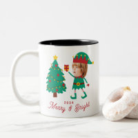 Personalisierte Funny Face Foto Christmas Elf Fami