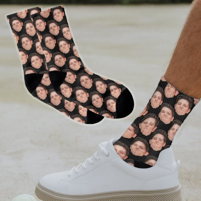 Personalisierte Funny Face Foto Socken in Jet Blac (Von Creator hochgeladen)