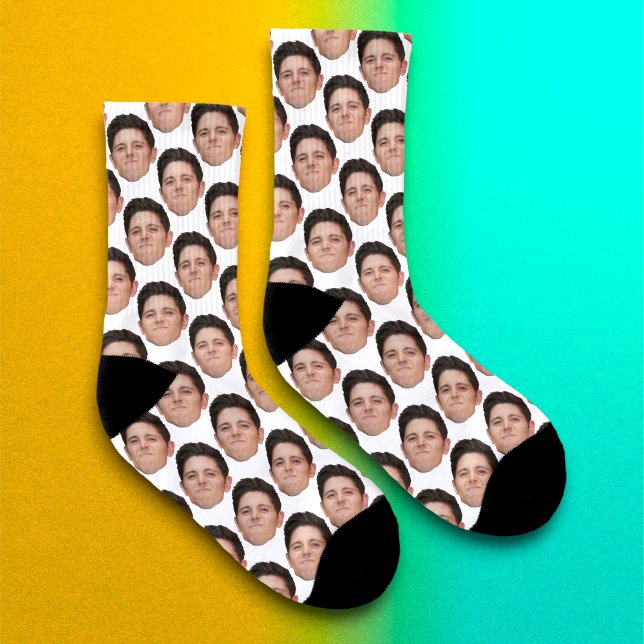Personalisierte Funny Face Foto Socken - Weiß (Von Creator hochgeladen)