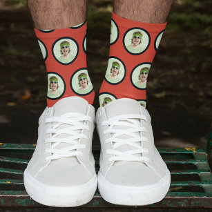Personalisierte Funny Face Red Foto Socks Socken