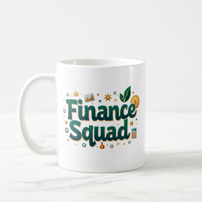 Personalisierte Funny Finance Squad Kaffeetasse (Links)