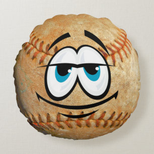 Personalisierte Funny Funny Face Baseball Sport Rundes Kissen