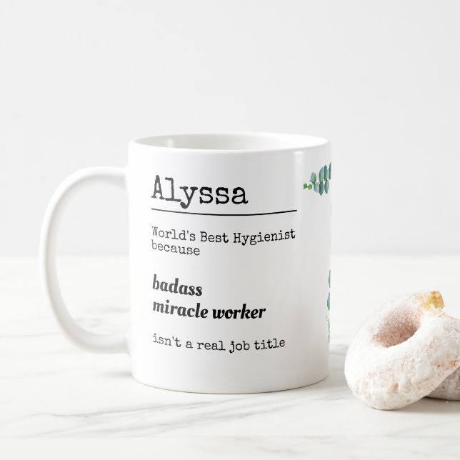 Personalisierte Funny Hygienic Stellenbeschreibung Kaffeetasse (Mit Donut)
