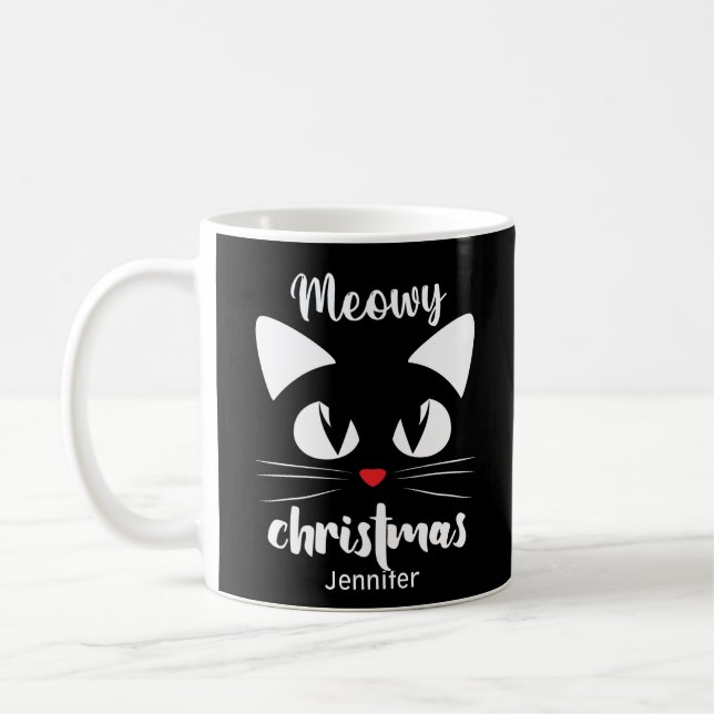 Personalisierte Funny Meowy Weihnachten Tasse (Links)