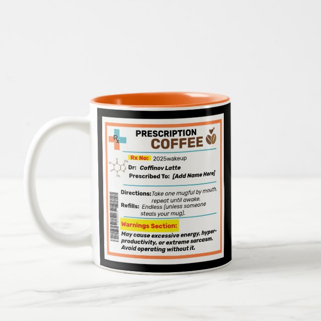 Personalisierte Funny Prescription Kaffee Tasse (Links)