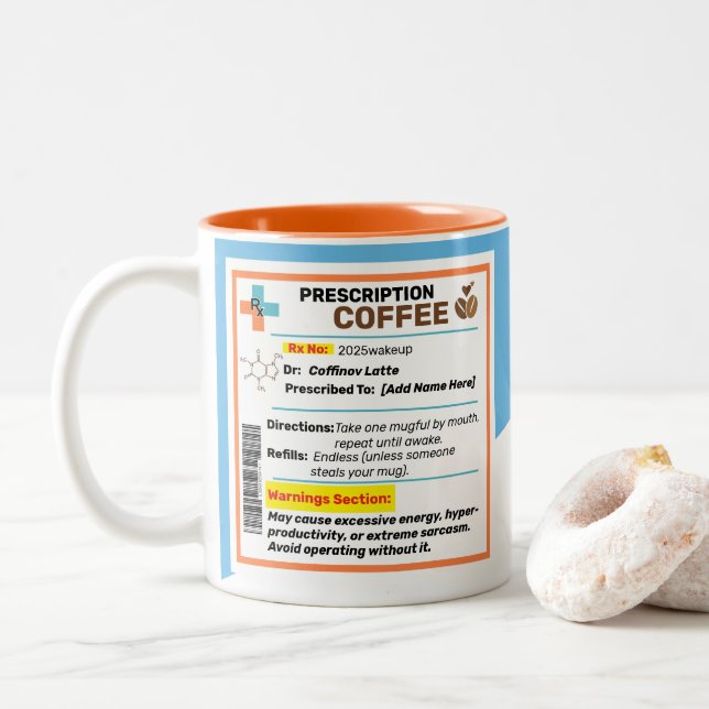 Personalisierte Funny Prescription Kaffee Tasse (Mit Donut)