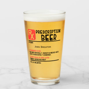 Personalisierte Funny RX Bierverschreibungen Glas