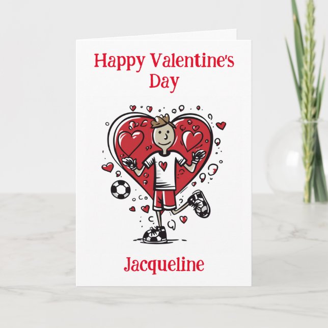 Personalisierte Funny Soccer Valentine Card Feiertagskarte (Vorderseite)