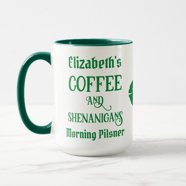 Personalisierte Funny St Patrick's Day Grüne Lippe Tasse (Links)