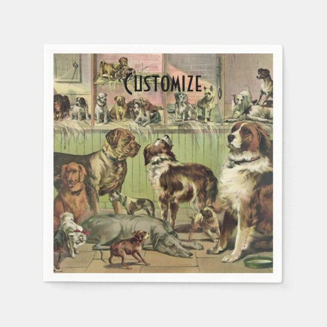 Personalisierte Furry Friends Dog Lovers Napkins Serviette (Vorderseite)