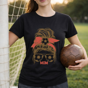 Personalisierte Fußball-Mama-Sonnenbrille-Bow-Look T-Shirt