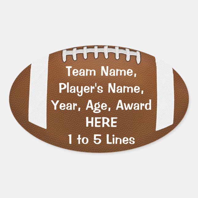 Personalisierte Fußball-Sticker 1 - 5 Zeilen TEXT Ovaler Aufkleber (Vorderseite)