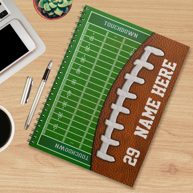 Personalisierte Fußballhefte Ihr Name, Ihre NUMMER Notizblock ( Football Notebook. Football school stuff. Gifts for Football lovers. Sports related school items. )