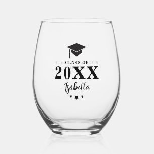 Personalisierte Gabe von schwarzen Graduierungsste Weinglas Ohne Stiel