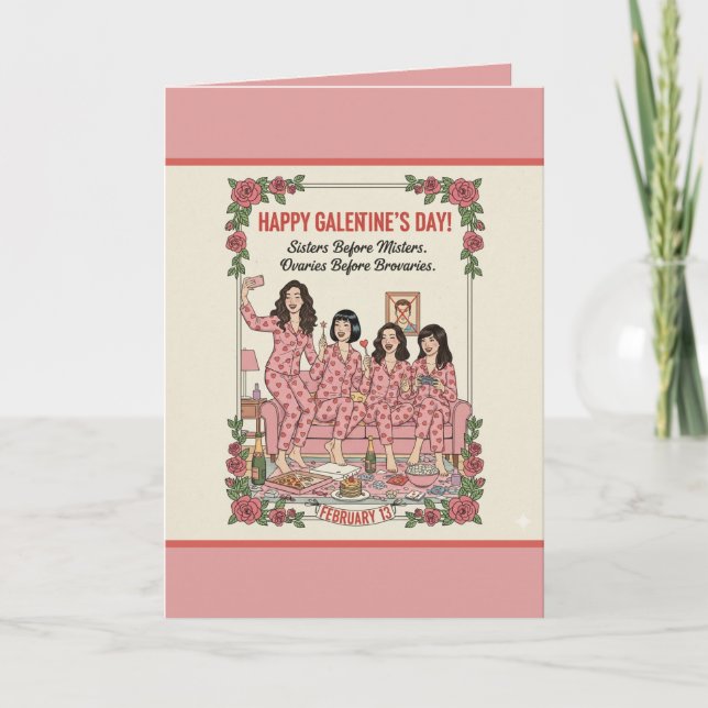 Personalisierte Galentine's Day-Grußkarte Karte (Vorderseite)