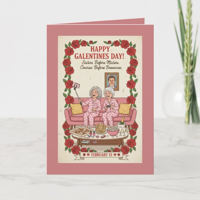 Personalisierte Galentine's Day Karte (Vorderseite)
