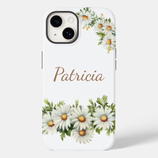 Personalisierte Gänseblümchen-Blumen-Name-Handyhül Case-Mate iPhone Hülle (Rückseite)