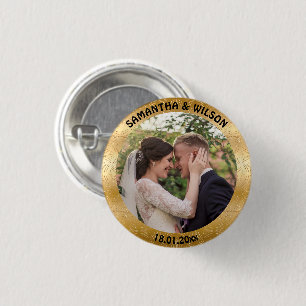 Personalisierte Gastgeschenk Hochzeit   Gold  Foto Button