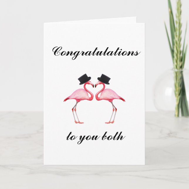 Personalisierte Gay Flamingo Hochzeitskarte Karte (Vorderseite)