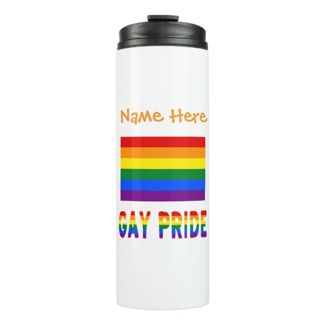 Personalisierte Gay-Pride-Flagge Thermosbecher (Vorderseite)