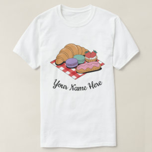 Personalisierte Gebäckliebhaber-Croissant-Éclair-B T-Shirt