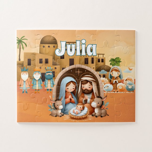 Personalisierte Geburt Christi  Puzzle (Horizontal)