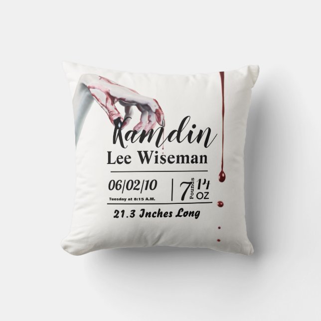 Personalisierte Geburt Pillow Zombie Blut Tropfen  Kissen (Vorderseite)