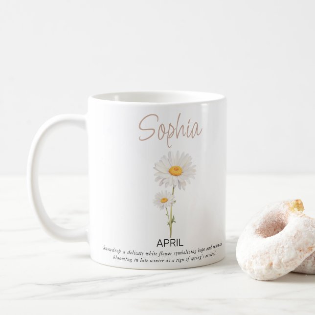 Personalisierte Geburtsblume April  Kaffeetasse (Mit Donut)
