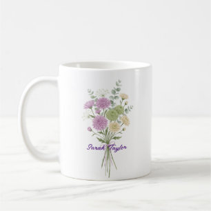 Personalisierte Geburtsblume Chrysantheme Benutzer Kaffeetasse