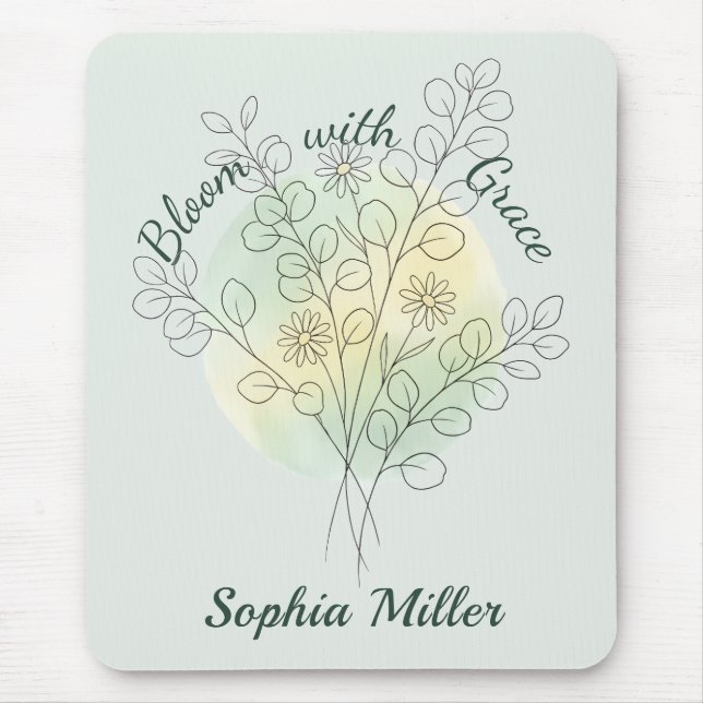 Personalisierte Geburtsblume mit individuellem Nam Mousepad (Vorne)