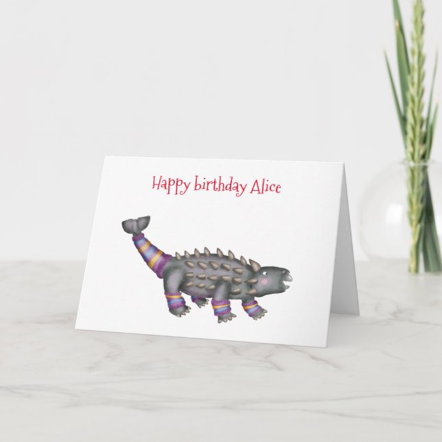 Personalisierte Geburtskarte von Ankylosaurus Karte (Vorderseite)