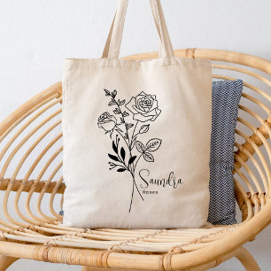 Personalisierte Geburtsmonatsblume Juni Botanical Tragetasche