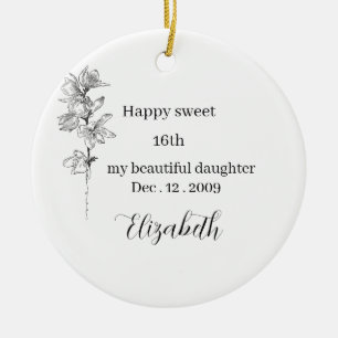 Personalisierte Geburtsmonatsblume süße 16. Geburt Keramik Ornament
