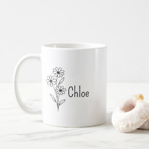Personalisierte Geburtstags-Blumen-Keramik-Tasse, Kaffeetasse