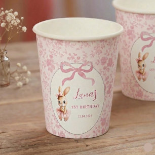 Personalisierte Geburtstagsbecher Rosa Häschen Ers Pappbecher