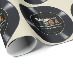 Personalisierte Geburtstagsfeier im Vintage-Stil m Geschenkpapier