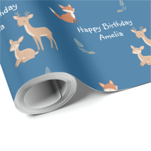 Personalisierte Geburtstagsfeier im Wald für Tiere Geschenkpapier