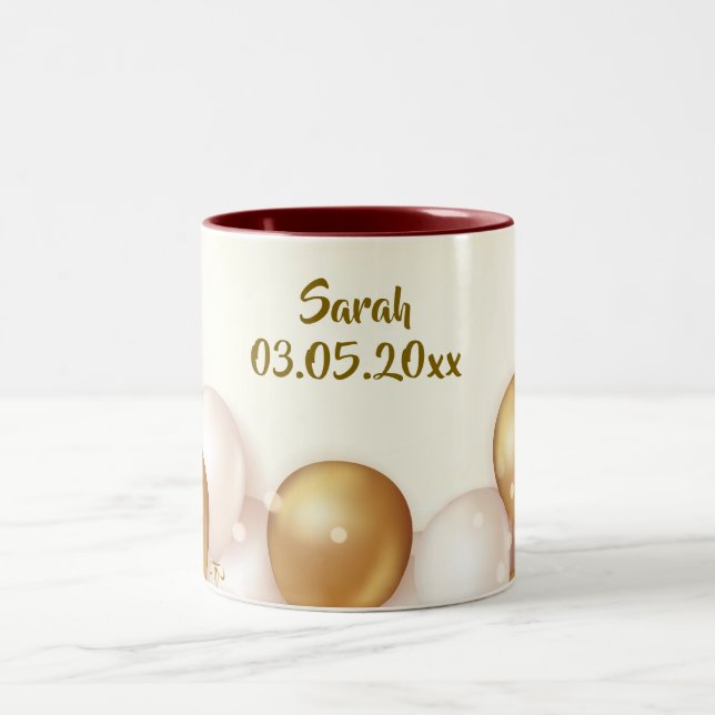 Personalisierte Geburtstagsgeschenke - Eigener Geb Zweifarbige Tasse (Mittel)